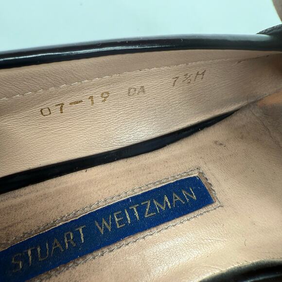 STUART WEITZMAN Suki Patent Pearly Slip On Loafers Black Preppy Academia 7.5 - Picture 3 of 6